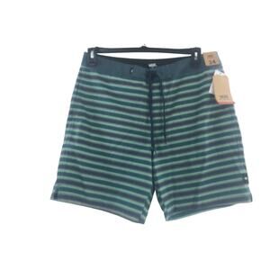Men's Vans Four-Way Stretch green tan Striped Board Shorts 34 New